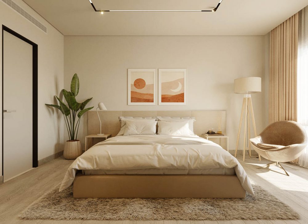 Thiết kế nội thất phòng ngủ gam màu gỗ ấm áp